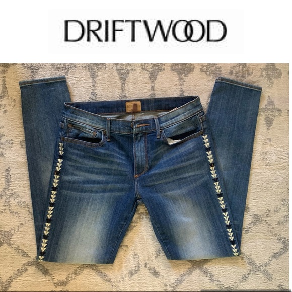 Driftwood Jeans Marilyn Geo Embroidered Skinny 27
